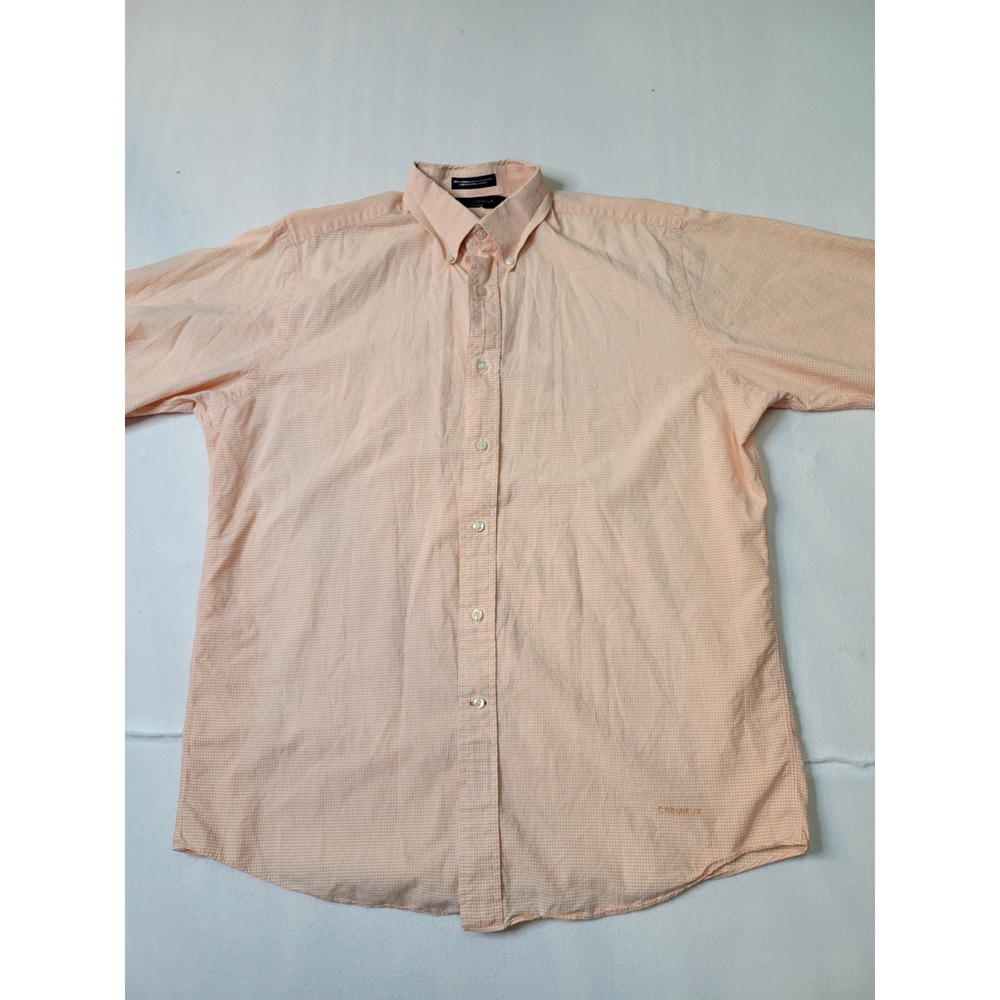 Daniel Cremieux Classics Mens Large Orange Gingham Cotton Short Sleeve Shirt2525